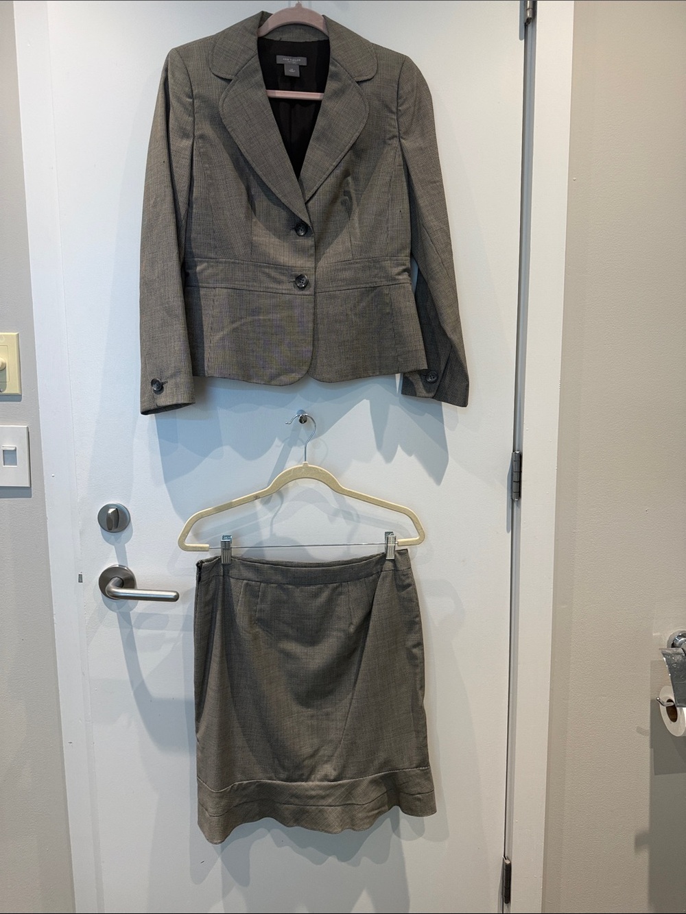 Ann Taylor Gray Tailored Two-Piece Skirt Suit